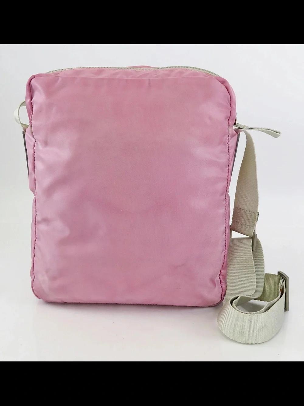 Prada Pink Nylon Crossbody with Cream Strap